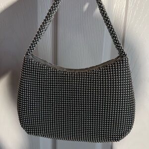Elegant Silver Beaded Women's Bag